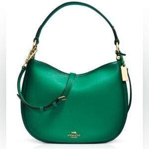 COACH Nomad Crossbody in Burnished Glovetanned Leather - Green - with spot/stain